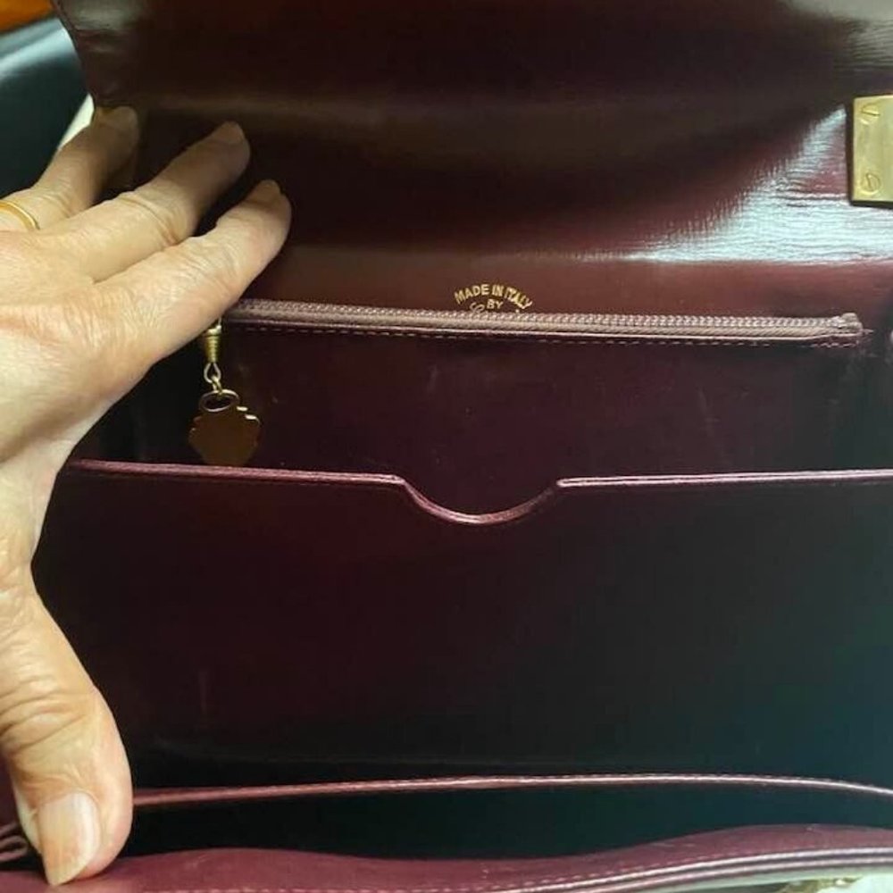 SOLD on Ebay!  Vintage Gucci Evening Single Flap Bag ALL Leather Maroon Color